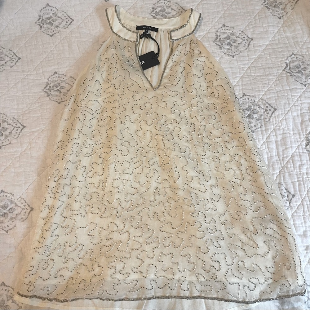 Flowy beaded tunic top. NWT